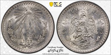 1923-M Peso KM-455  Ag MS63