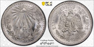 1932-M Peso KM-455  Ag Open 9 MS66