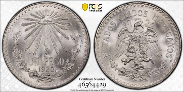 1932-M Peso KM-455  Ag Open 9 MS67