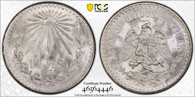 1932-M Peso KM-455  Ag Open 9 MS66