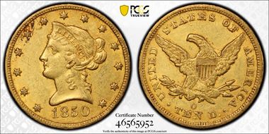 1850-O $10 AU55+