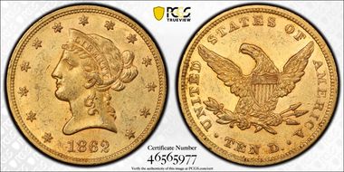 1862 $10 AU58