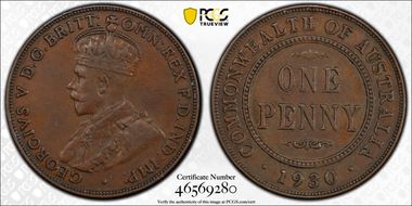 1930 (m) 1D Indian obverse XF45BN