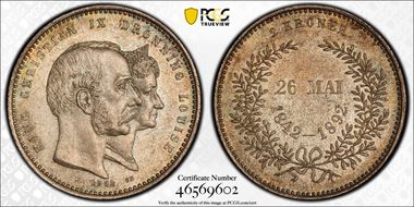 1892-CS 2 Kr Wedding MS63