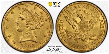 1893-O $5 MS63+