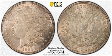 1921 $1 Morgan AU58