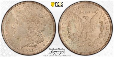 1921 $1 Morgan MS62