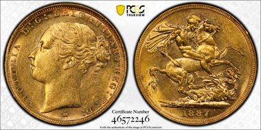 1887-M Sov S-3857C   Y. Head / St. George AU58