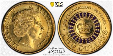 2013 $2 Coronation Colorized MS66