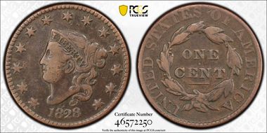1828 1C Large Narrow Date F12BN