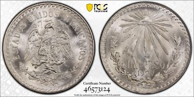 1927-M Peso KM-455  Ag MS66