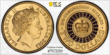 2013 $2 Coronation Colorized MS67