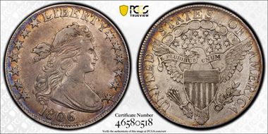 1806 50C Pointed 6, No Stem XF45