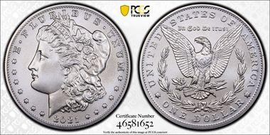 2021-CC Privy $1 Morgan Dollar 100th Anniversary MS70