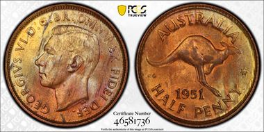 1951(p) 1/2D KM-42  w/ Dot MS64RB