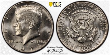 1974-D 50C Doubled Die Obverse MS64