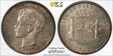 1895-PG V 20C KM-22  Ag MS64
