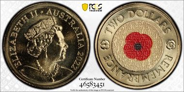 2022-C $2 Remembrance Day Colorized MS68