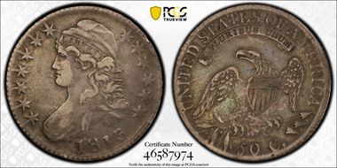 1813 50C O-109a, Single Leaf VF30