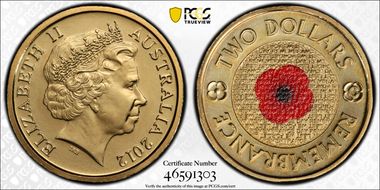 2012-C $2 Remembrance Day Colorized MS68