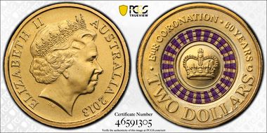 2013-C $2 Coronation Colorized MS68