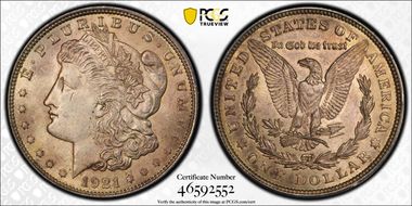 1921 $1 Morgan MS63