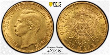 1908-A 20 Mk J-226 AU58