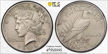 1922 $1 Matte Finish, High Relief PR1
