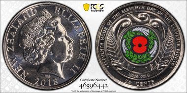 2018 50C Armistice Centenary Colorized MS67