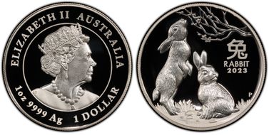 2023-P $1 Year of the Rabbit Ag High Relief First Strike PR70DCAM