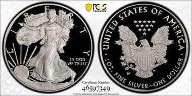 2021-W  $1 Silver Eagle - Type 1 PR70DCAM