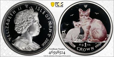 2008 Crown Burmilla Cat/Ag Colorized PR67DCAM