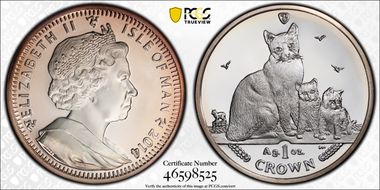 2014-PM Crown Snowshoe Cat w/Kittens/Ag PR69DCAM