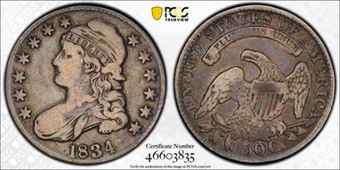 1834 50C Large Date, Large Letters F15