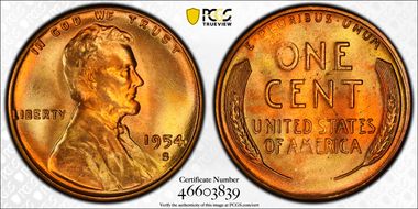 1954-S 1C MS65RD