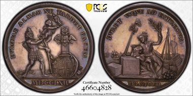 (1762) AR Medal Betts-442, Peace of Europe MS61