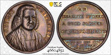 (1770) AR Medal BHM-149, George Whitefield AU58