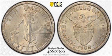 1908-S/S 10C Allen-8.04a MS64