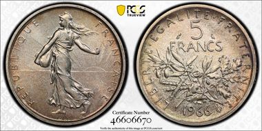 1966 5 Fr Gad-770 F-340 MS67