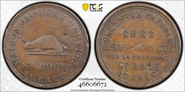 (1878-1915) Token BR-571 Quebec, Short Branch Jacques Cartier House N1BN