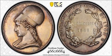 1889 Medal Societe d'Escompte de Lyon Ag SP62