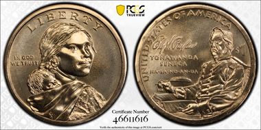 2022-P $1 Native American, Position A MS66