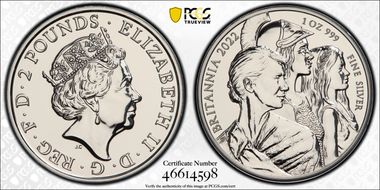 2022 £2 Britannia Exclusive Edition MS69