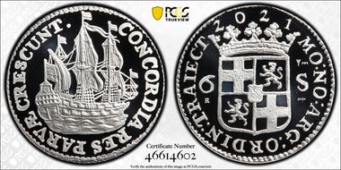 2021 1oz Ship Shilling Restrike Ag w/o Rim PR70DCAM