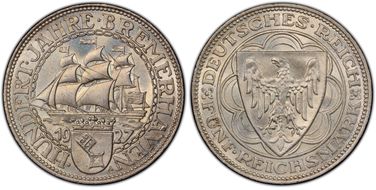 1927-A 5 Mk Bremerhaven J-326 MS66