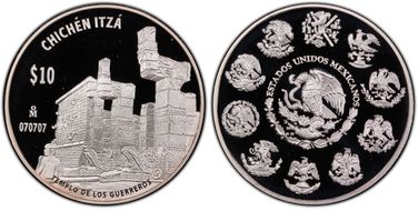 (2011)-Mo 10 Peso Chichen Itza KM-948 Templo de los Guerreros PR70DCAM