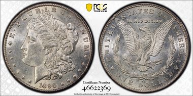 1890-CC $1 Tailbar AU58