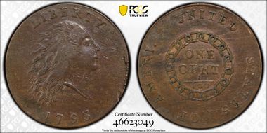 1793 1C Chain, AMERI. AU50BN