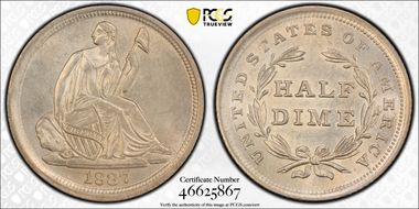 1837 H10C Seated, Large Date MS63