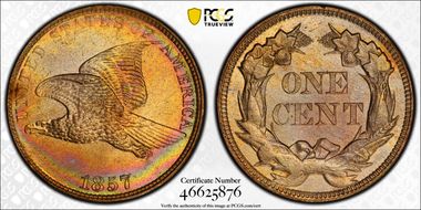 1857 1C Flying Eagle MS64+ 